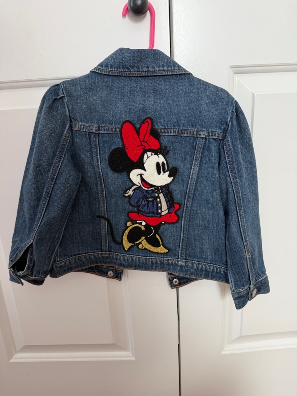 Disney Girls Denim Jacket with Minnie Patch - Blue, Red, Gold